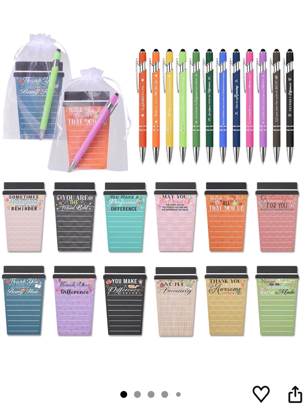 12 Set Employee Appreciation Gifts Bulk Team Pack Coffee Cup Notepad Ball Pens